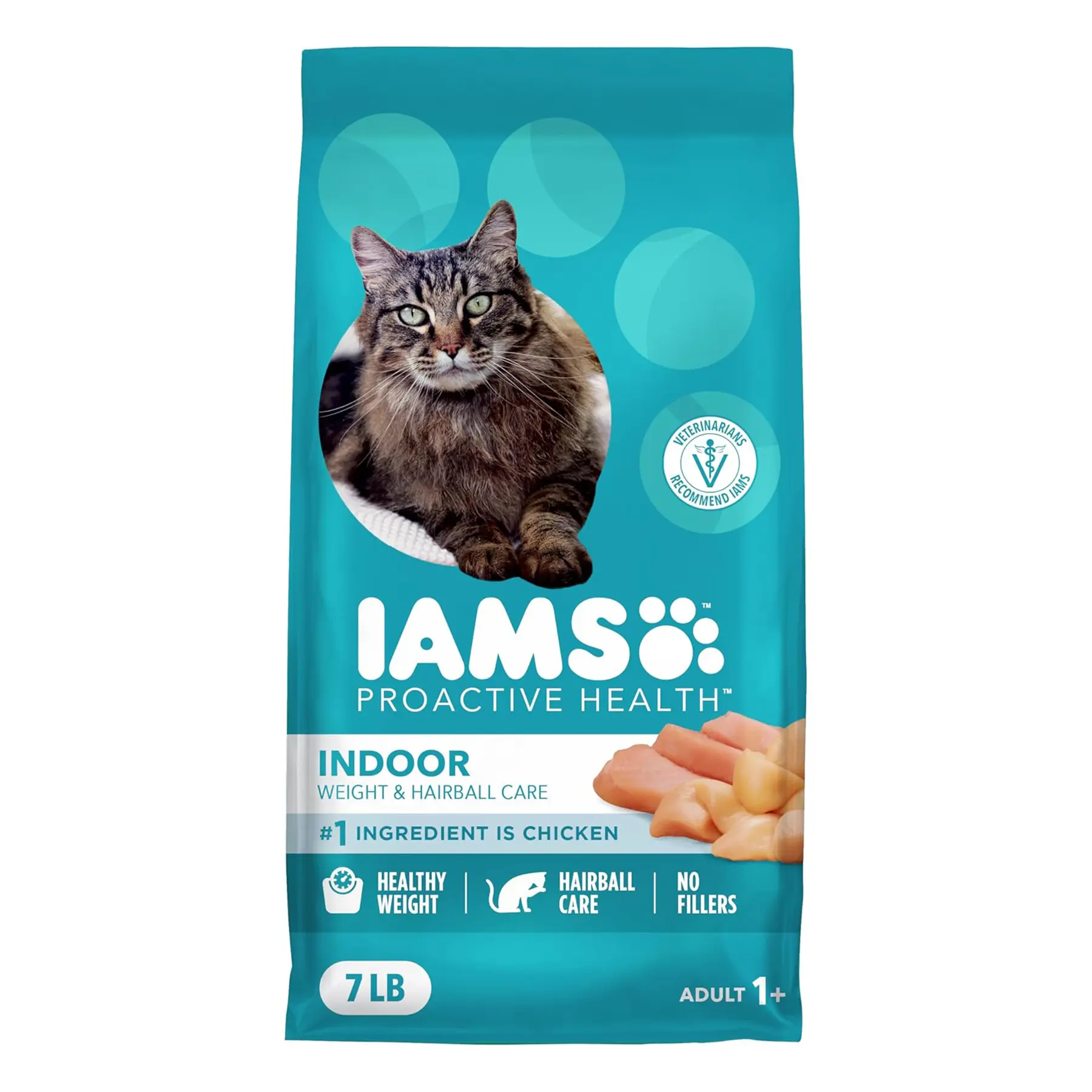 IAMS Proactive Health Dry Cat Food, Indoor Weight and Hairball Care Cat Food Dry Recipe, with Real Chicken in Every Bite.