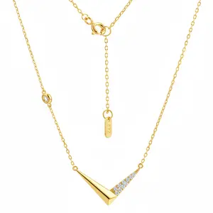Modern V CZ Chevron Necklace_Gold LM