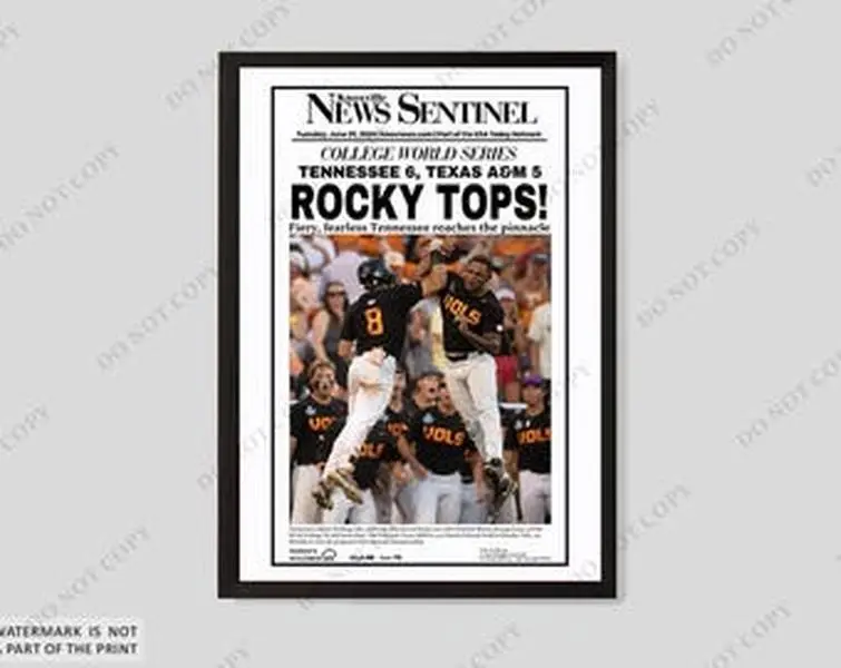 2024 Tennessee Baseball "ROCKY TOPS!" College World Series Champions Unframed Newspaper