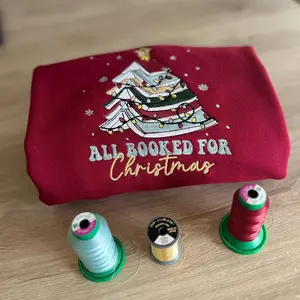 Embroidered winter christmas sweatshirt – winter cozy sweater for book lovers, christmas gift