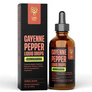 Cayenne Pepper Drops with Ashwagandha 60ml Organic Vegan Supplement for Energy Circulation & Metabolism Support Life Forte