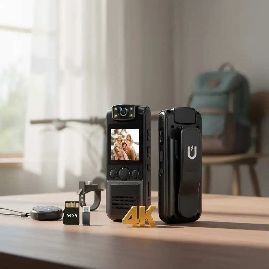 4K Body Camera with Audio and Video Recording, 128GB | Wearable Mini Body Cam with Magnetic Clip, Hands-Free POV Camera for Work, Cycling, Travel, Driving & Daily Recording