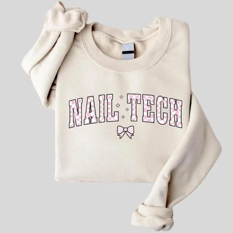 Nail Tech Coquette Bow Sweatshirt – Stylish Unisex Salon Hoodie, Perfect for Manicurists