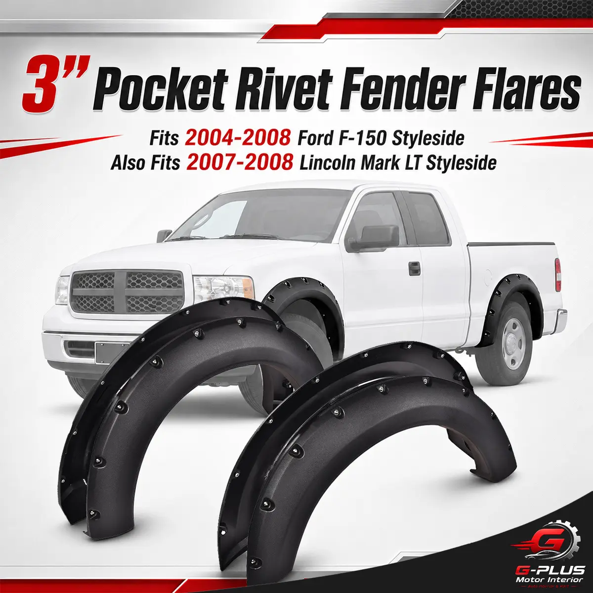 G-PLUS Motor Interior Wheel Protector Fender Flares Rivet Pocket Bolt on Fit For Ford F150 04-08