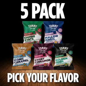 Tommy Popcorn Five Pack | Sweet Gourmet Popcorn | Viral Snack Gift