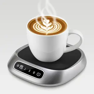 Thermal Heating Cup Mat with 3 Temperature Settings, USB Plug-In Heating Coaster Touchscreen Voice Prompt, Ideal for Autumn Winter Coffee Milk Warmer