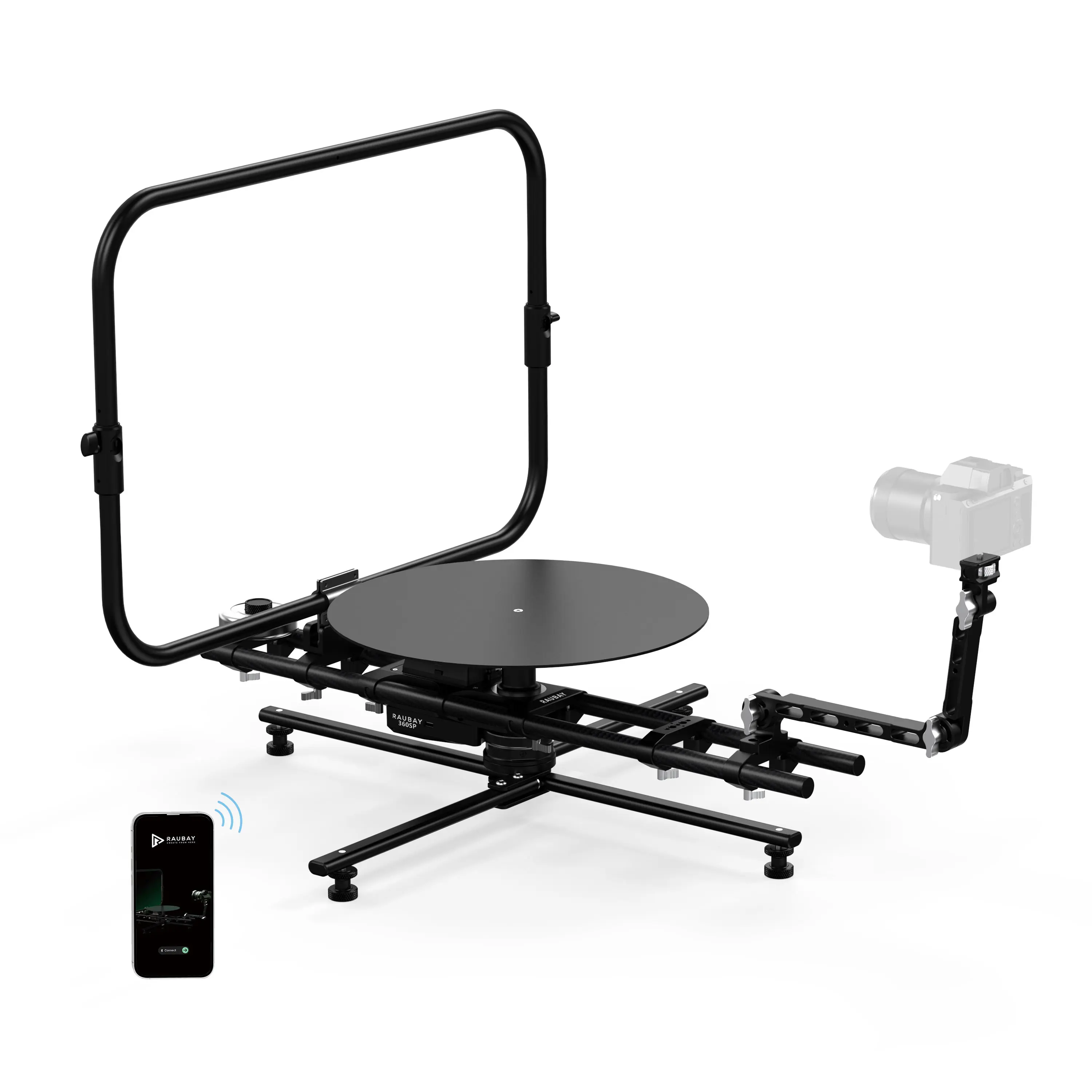 RAUBAY Motorized 360 Degree Spinner (Pro Version) Professional Photography Booth, Rotating Camera Slider, Stable Spinning Platform for Commercial Video, 3D Scanning, Time-Lapse Shooting