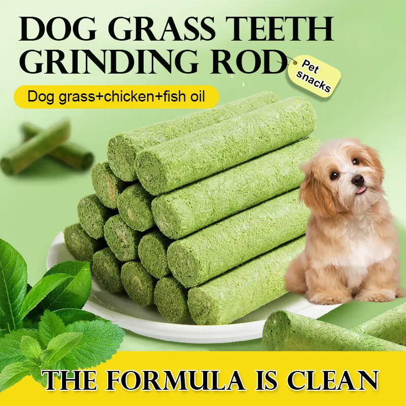 Freeze Dried Dog Grass Chew Sticks for Puppies & Adult Dogs, Natural Dental Chews for Teeth Cleaning and Fresh Breath, Hairball Control & Digestion Support, Healthy Dog Treats for Training Rewards, Long Lasting Chew Snacks for All Breeds