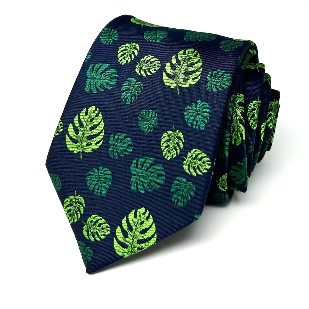 MENDEPOT Plant Monstera Leaves Pattern Tie Men Birthday Father’s Day Gift Tie