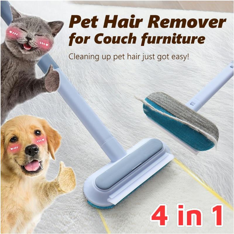 Upgraded Reusable Pet Hair Remover Brush – Extra-Long Handle Lint Cleaner for Dog & Cat Hair, Washable Multi-Surface Tool for Furniture, Bedding, Clothes & Car Interiors