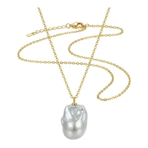 Beautiful Chain Baroque Pearl Necklace for All Hand-Selected Pearls & Wrapped Metal Design