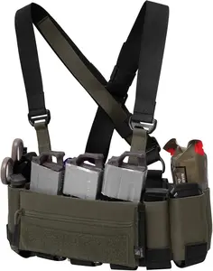 KRYDEX Tactical Chest Rig Elastic Cummerbund with 5.56/7.62 & 9mm Mag Pouch Holders,X Harness and Admin Pouch