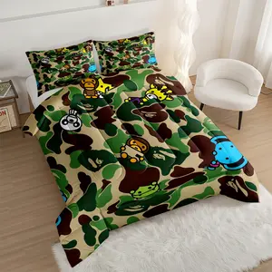 Colorful Cartoon Camouflage Comforter Set, Fun Digital Print Bedding Sets, Playful Quilted Design for Kids and Teens, Perfect for a Cozy Bedroom Makeover or Creative Dorm Room Decoration, with 1 or 2 Pillowcase No Pillow Core