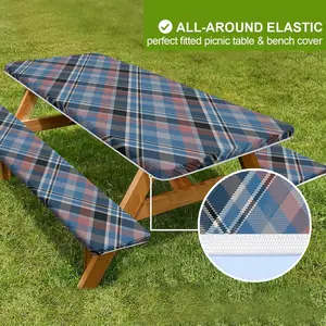 3pcs Blue Plaid Outdoor Tablecloth, Multiple Specifications Available, Rectangular Camping Tablecloth for 4ft/ 6ft/ 8ft Tables, Ideal for Picnic & Outdoor Use, Durable Fabric with Traditional Checkered Design, No Furniture Included