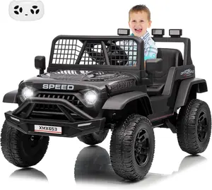 GAOMON 12V Ride on Car for 3+, Kids Electric Vehicles with Remote Control Riding Toy Extra Wide Seat and Legroom for Toddlers with Safety Belt, 3 Speeds, LED Light, Music, USB for Children 3-6 Years,black