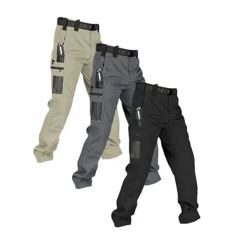 Men's Plain Tactical Work Pants 3-Pack - 230g/m² New Fabric, Multiple Pockets, Zipper Closures, Heavy-Duty Utility Mechanic Hiking Pants for Spring & Autumn Hiking/Light Outdoor, Men's Tactical Utility Style
