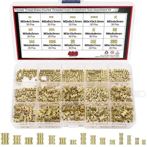 400 count M2 M3 M4 M5 Female Thread Knurled Nuts Brass Threaded Insert Embedment Nuts Assortment Kit