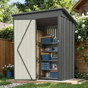 MNLR 5x3 FT Metal Outdoor Storage Shed with Lockable Doors for Backyard Patio Lawn