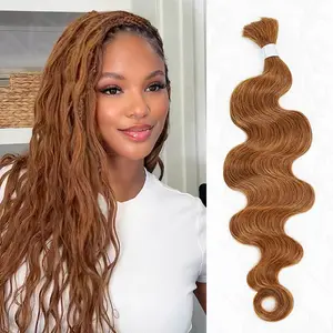 QVR Brown Highlight Body Wave #30 Human Bulk Hair for Braiding