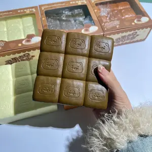 Nine Grid Cake Slow Rising Squishy, Soft Foam Squishy Stress Relief Squeeze Toy, Realistic Food Squishies Dessert Cube, Cute Squeeze Toy for Desk Relax & Gift (Chocolate)
