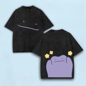 Ditto Inspired Cute Blob Washed T-Shirt – Kawaii Minimal Graphic Tee, Vintage Oversized Aesthetic Streetwear 67 summer clothes white christian clothing world tshirts 2000s orange black