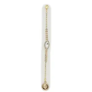 TFJ Women Fashion Gold Metal Chain Long Drop Coin Pendant Open Back Necklace Long Drop