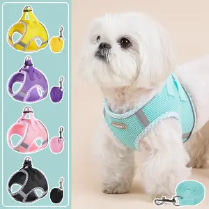 2-Piece Dog Harness Set, Soft Breathable Pet Backpack, Adjustable Reflective Vest for Small Dogs & Cats, Easy Walk Design, Walking Harness