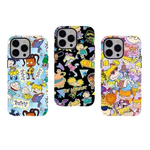 [No Magnetic] 90s Nostalgia Ruggggrats Phone Case,Aesthetic Tough phone Cover,Durable Dual-Layer design tough phone casing for iPhone 17 16 15 14 13 12 11 8 7 for Samsung Series,Shockproof Protective Cover,Cartoon Collage Y2K Phone Cover