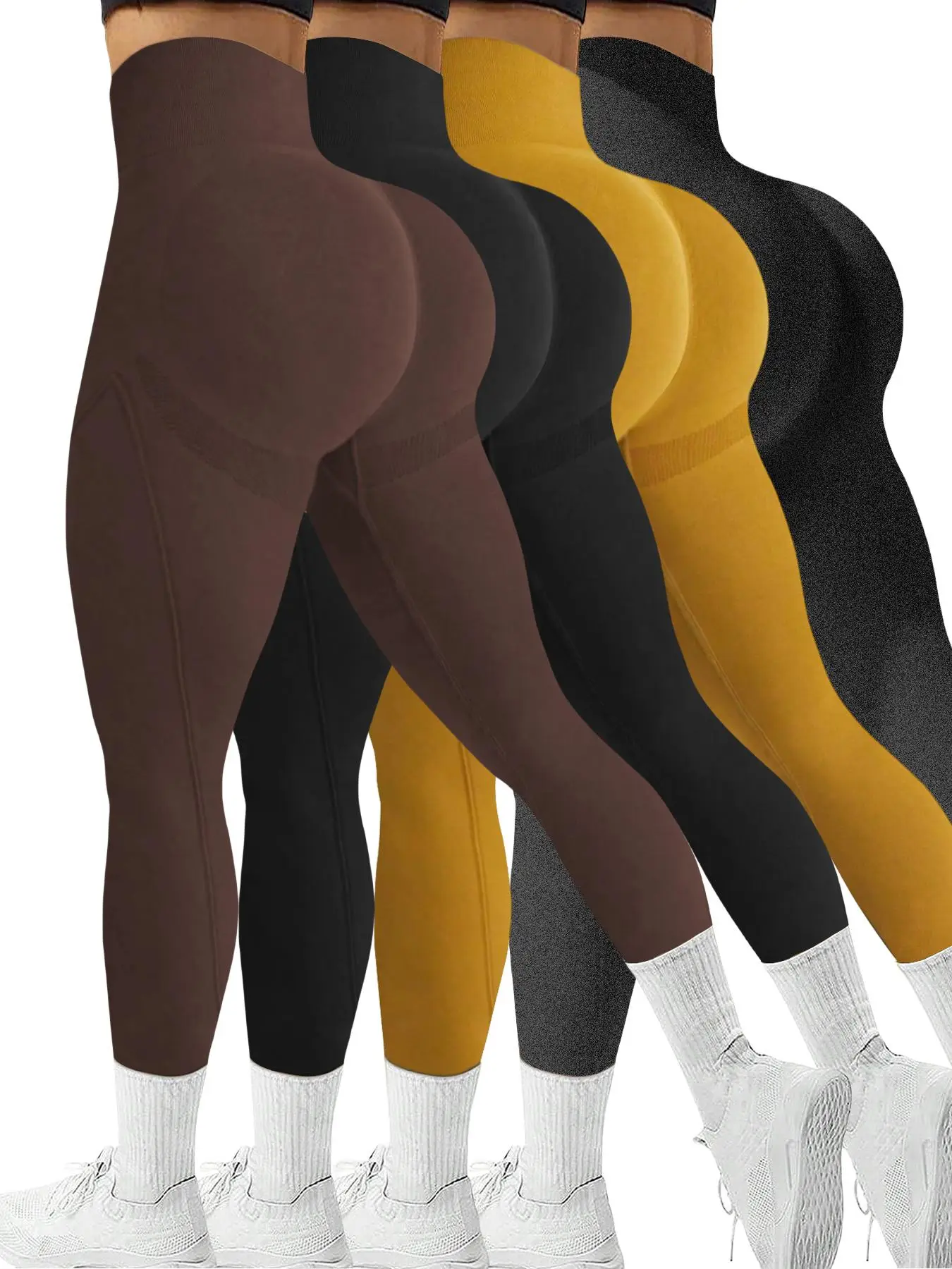 Women's Solid High Waist Sports Leggings, High Stretch Seamless Yoga Leggings, Ladies Sportswear for Indoor Outdoor Wear, Gym Clothing, Activewear