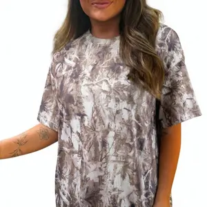 Women's Kentucky Camo T-Shirt Casual Short Sleeve Graphic Tee Loose Fit Round Neck Camouflage Slogan Print Top Khaki