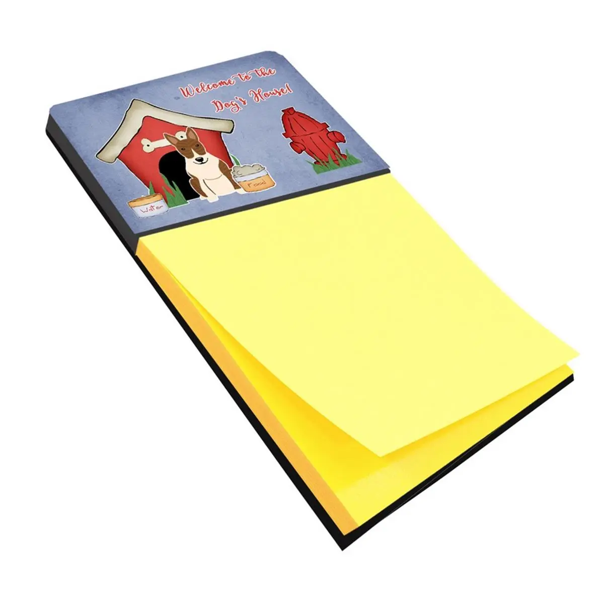 212 MAIN Brindle Bull Terrier Sticky Note Holder - Carolines Treasures Dog House Collection, Refillable Pad, Rigid Board, Artwork Top, Office Stationery Supplies, Desk Organizer, Computer Desk Accessories
