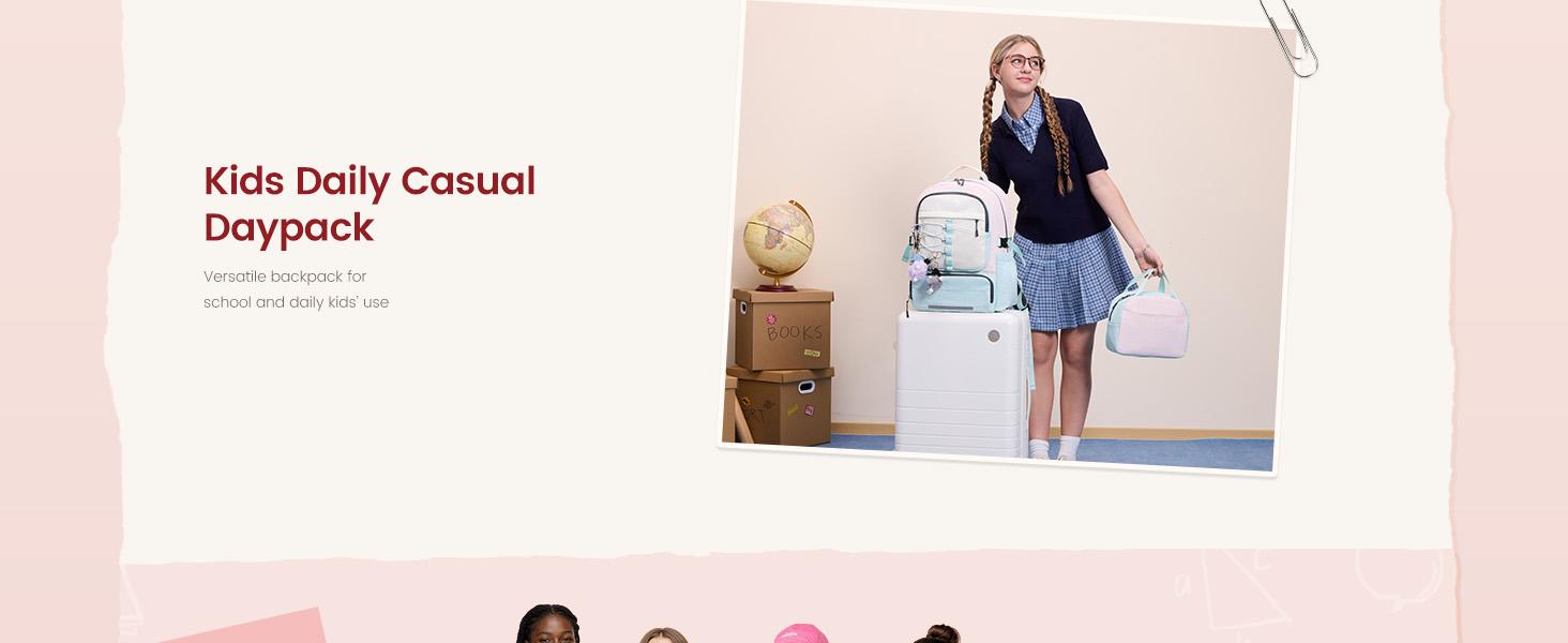 LOVEVOOK School Backpack for Teen Girls, Unique Style College Student Backpacks with Large Cup Holder, Cute Kid Bookbag with Pens Compartment, Large Capacity Back to School Backpack Fit 15.6'' Laptop