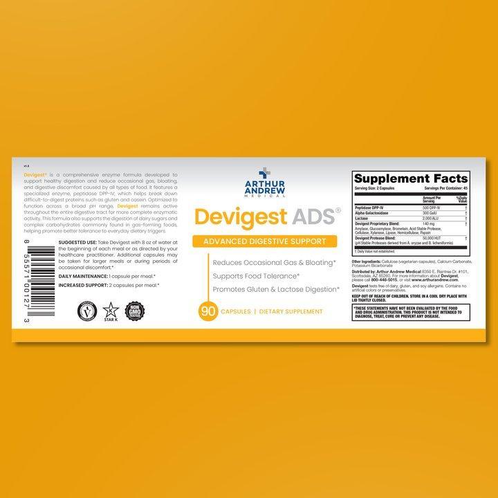 Arthur Andrew Medical Devigest ADS Advanced Digestive Support for Lactose Intolerance & Casein Sensitivities Vegan Non-GMO