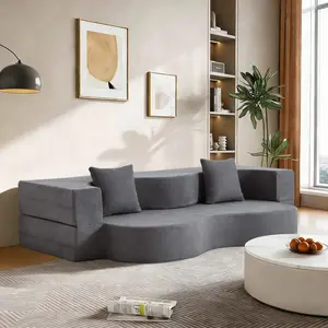 EROMMY Modern Convertible Sleeper Sofa Bed - 2-3 People Upholstered Soft Couch, Foldable Fabric Sofa with High-Density Foam, Multi-Functional for Living Room, Guest Room