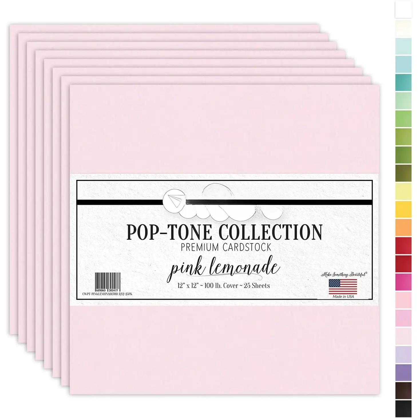 Pop-Tone Pink Lemonade   - 25 Sheets, 12 x 12" - 100 lb / 270 GSM  Pink Card stock for -, Crafts, Scrapbooking, Card Making and DIY Projects