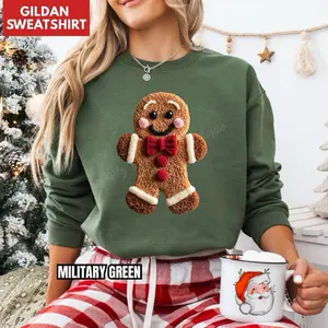 Faux Fuzzy Gingerbread Man Gildan Sweatshirt