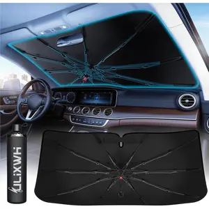 ULiXWH 2026 Upgrade Universal Windshield Sun Shade Umbrella - Medium,[High-Density Nano Coating] Car Sunshade for Front Windshield, UPF50+ Heat & UV Block, Protect Interior & Keep Cooler, (57" x 32")