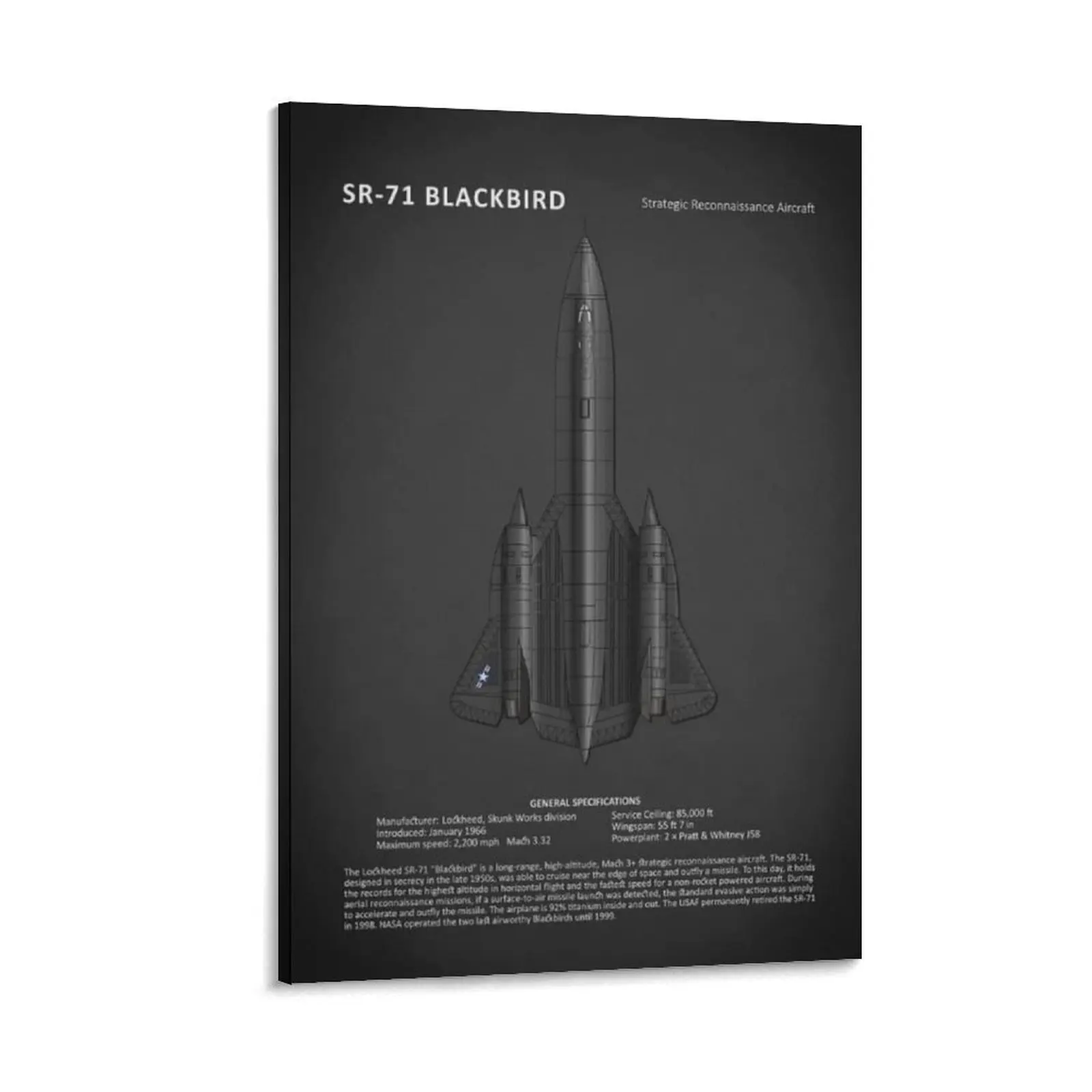 Black And White Aircraft Wall Art Fighter Poster Aircraft SR71 Blackbird Poster Decor Print Gifts Landscape