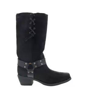 Dingo Bronco DI-2230 Mens Black Suede Pull On Cowboy Western Boots