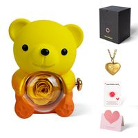 Yellow gradient bear+necklace+gift box+card