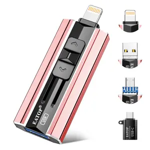EATOP Portable Phone Flash Drive Small Memory Stick Storage Save More Photos Videos Files For iPhone iPad Androidphone PCs Mini USB External Memory Storage No App Required