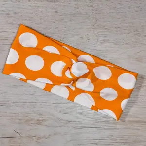 Orange and White Polka Dot Knotems Pre-Tied Headwrap Headbands for Women & Girls