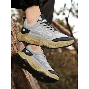 Men's Sporty Lace Up Running Shoes, Breathable Comfortable Thick-Soled Sports Shoes, Non-slip Sneakers for Hiking, Gym Workout, Cross Training