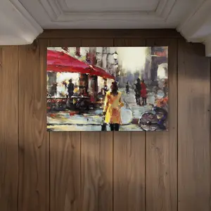 360 Stand 17x24 in. Artwork All-Surface Doormat - CODM1724Y161OR, Beige Parisian Theme, Woman Walking Design, Indoor-Outdoor Decorative Rug, All-Surface Doormats, Artwork Doormats