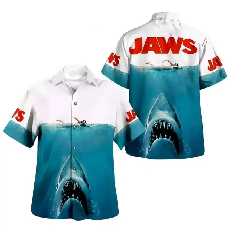Jaws Movie Casual Summer Beach Hawaiian Shirt over print