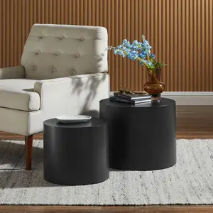 Amani Round Nesting Coffee Tables Set of 2 in Black