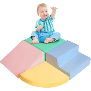 4-Piece Soft Foam Climbing Blocks Activity Play Set Climbing Crawling Toys for Toddlers 1-3 Baby