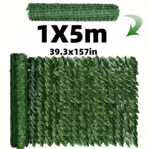 1X5M Artificial Ivy Privacy Fence Wall Screen: Faux Greenery Backdrop Ivy Vine Leaf Hedges Fence Panels for Patio, Balcony, Garden, Backyard Indoor Outdoor Green Decor