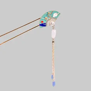Ukiyo-e Great Wave Enamel Kanzashi Hairpin, Fashionable Wedding Hair Accessory
