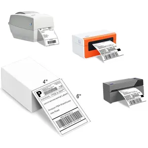 4x6 Thermal Labels, White Mailing Fanfold Postage Direct Thermal Printer Shipping Label (100 4x6 Fanfold Labels), Compatible with Rollo, MUNBYN, iDPRT, Polono, Zebra Thermal Label Printer